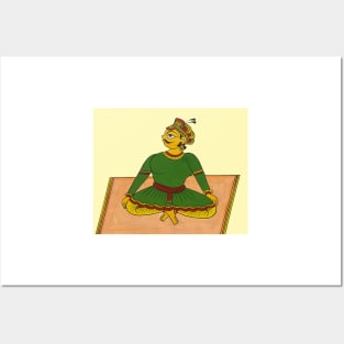 Yoga pose indian folk art style, yoga day, indian yoga mudra Posters and Art